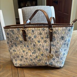 Michael Kors Brown and Blue Tote Bag